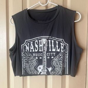 NASHVILLE Charcoal Graphic Crop Top Tee
